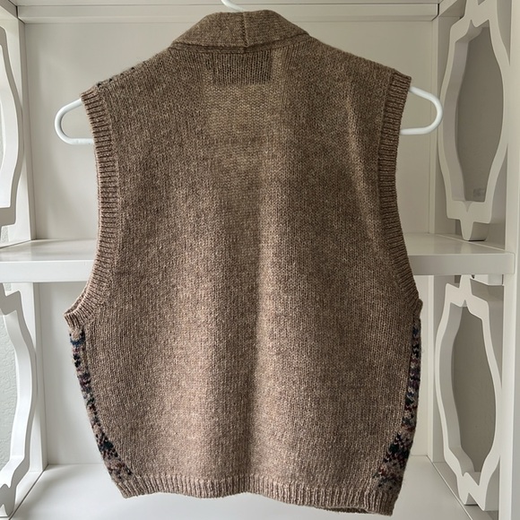 Vintage Ralph Lauren Fair Isle Collared Wool Sweater Vest 80's Women's Size L - Picture 4 of 14